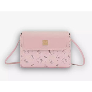 Sanrio Hello Kitty Pink Monogram Crossbody Bag Faux Leather Logo Satchel Bag New